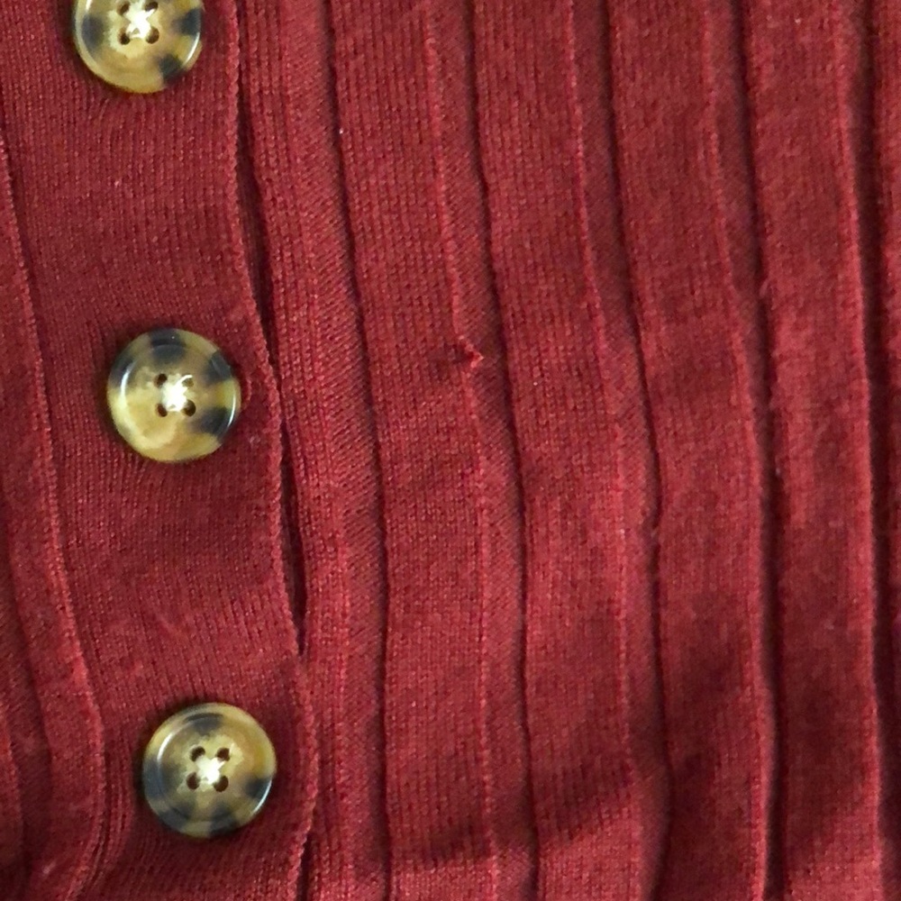 Red Ribbed Button-Up top - Picture 8 of 10